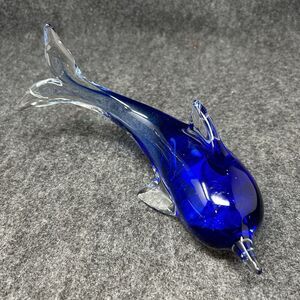 Blue Glass Dolphin Figurine Elegant Decorative Oceanic Art Piece